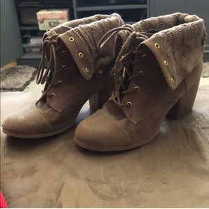 Brown combat boots